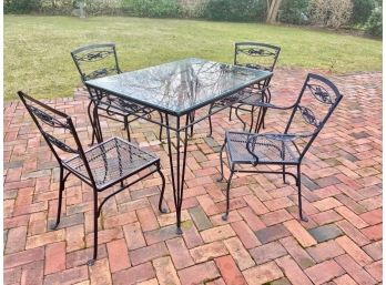 Glass Top Iron Patio Table And 4 Chairs