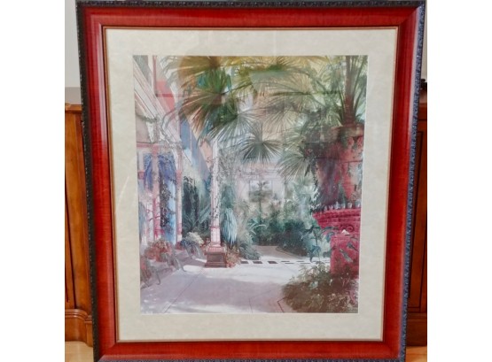 Large Framed Print Of An Interior Garden Scene