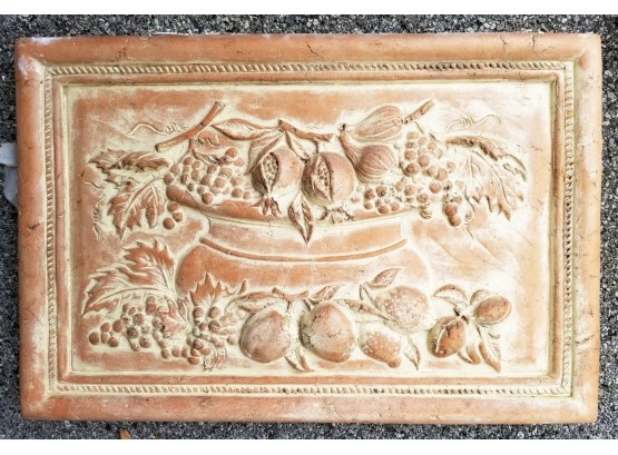 Still Life (Bowl Of Fruits) Cast Terracotta Relief Wall Art Depicting