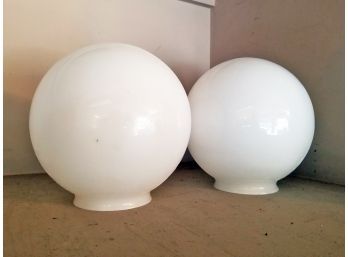 Pair Of Glass Globe Shades For Ceiling Lamp Fixtures