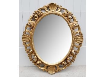 Large Gilded Ornately Carved Wooden Frame Oval Mirror