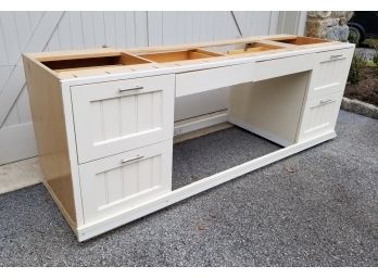 Painted Wood Built In Desk Cabinets (A)