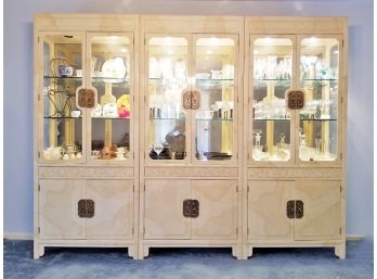 Large Lighted 3-Piece Vintage Henredon China Cabinet/Wall Unit