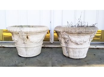 Pair Decorative Cast Stone Planters