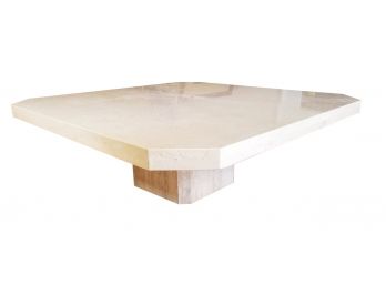 Modern Polished Italian Travertine Marble Coffee Table