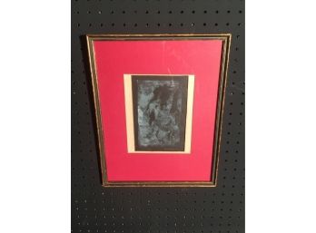 Nice Wood Cut Signed (R .Worthington)well Listed Artist With Date 1956 In Nice Frame Under Glass And Matted