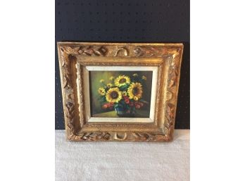 Well Done Oil On Board Still Life Beautiful Frame With Gallery Label On The Back