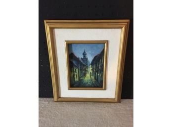 Very Well Done Oil On Canvas In Double Gold Colored Frame With Texture Matting