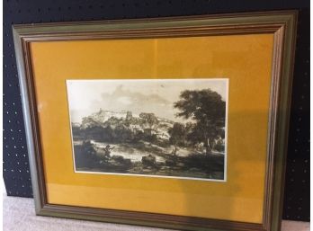 Vintage Mezzotint  In Matted Frame Under Glass With Seal And Signed ( Turner )lower Left Stamped Lower Right