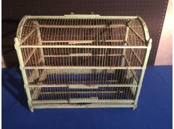 Vintage Wooden Birdcage With Wire Bars Nice Collectible Piece Needs A Little TLC