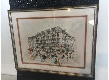 Nice Large Original Lithograph Pencil Signed And Numbered With Gallery Label On Back Artist Signed Huchet