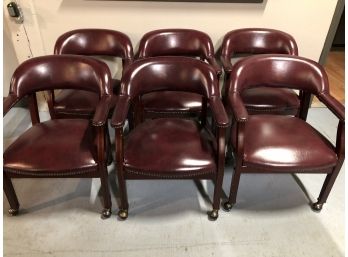 6 Leather Chairs On Casters