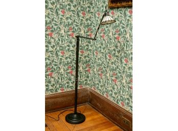 Adjustable Height Floor Lamp With Stain Glass Lamp Shade