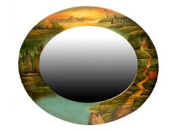 Country Accessories Hand Painted Scenic Oval Mirror