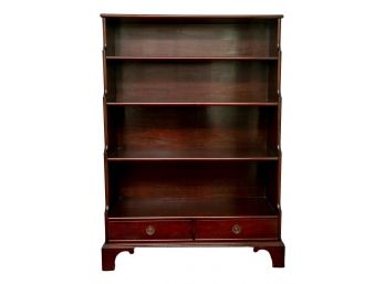 Mahogany Book Case With Four Shelves And Two Bottom Drawers