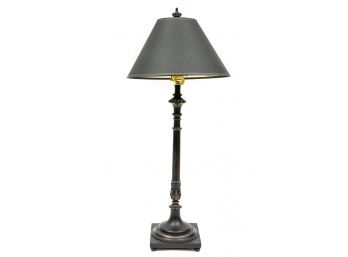Candlestick Lamp With Black And Gold Shade