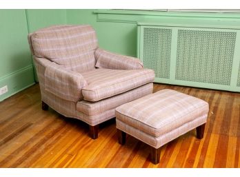 Custom Upholstered Club Chair With Ottoman