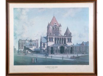 Print Of Copley Square 'A View Of Trinity Church In Boston' 1898 By Thomas R. Colletta