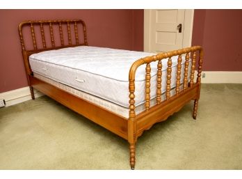 Vintage Wood Spool (a/k/a The Jenny Lind) Bed On Casters + Twin Size Mattress And Boxspring (Optional)