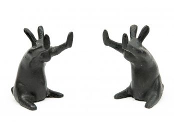 Pair Of San Pacific International Standing Bunny Bookend Figurines