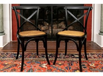 Pair Of Caroline Chair & Table Company Chairs With Woven Cane Seat