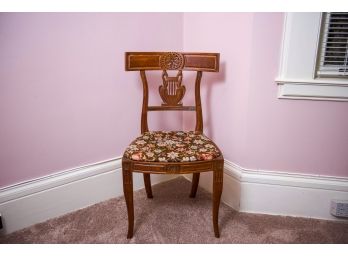 Vintage Carved Wood Chair With Needlepoint Cushion Seat