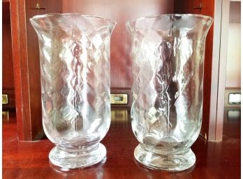 Pair Crystal Vases Or Votive Holders - MAMARONECK PICKUP