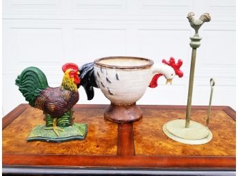 Ceramic And Metal Rooster Decor - MAMARONECK PICKUP