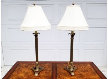Pair Brass Stick Lamps - MAMARONECK PICKUP