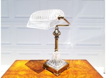 Crystal And Brass Desk Lamp - MAMARONECK PICKUP