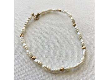14 K Gold Bead  & Seed Pearl Bracelet