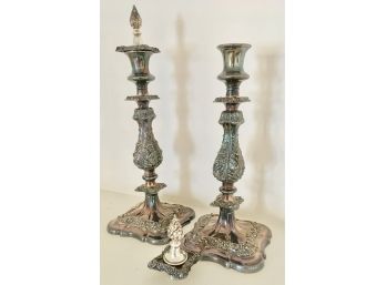 Antique 15' Silver Plate Candle  Sticks