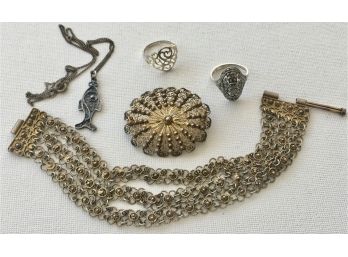 .900 & .925 Sterling Silver Yemenite Jewelry Lot