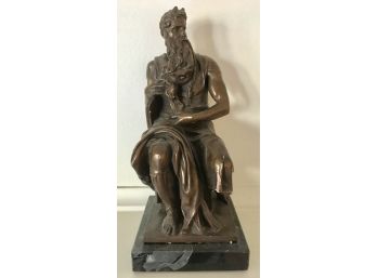 Bronzed Sculpture Of Moses With Horns