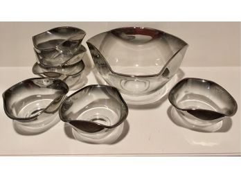 Vintage Mercury Glass Salad Bowl Set