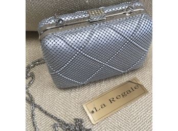 New With Tags - La Regale Silver Mesh & Beaded Evening Purse