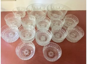 2 French Glass Salad Bowls... With 25 Individual  4' Bowls