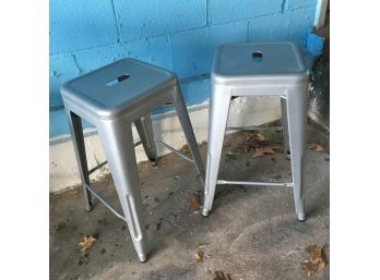 2  Stacking Metal Stools - Like New Condition.