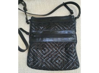 Elliott Lucca  -  Small Woven Leather W/ Copper Metallic Crossbody Handbag