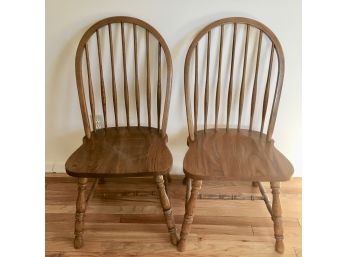 Vintage Pair Of Oak Spindle Chairs