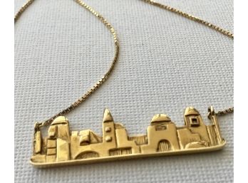 14 K Gold Jerusalem Pendant With Chain