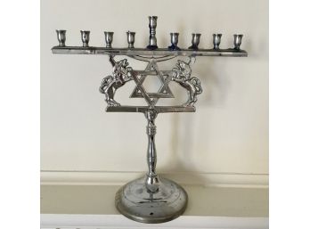 Vintage Chromium Chanukah Candle Menorahm