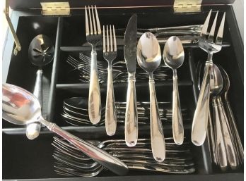 Service For 12 Stainless Steel Flatware In Wood Chest