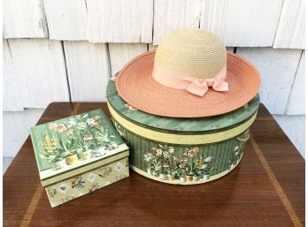 Vintage Beach Hat, Made In Italy Plus Decorative Boxes