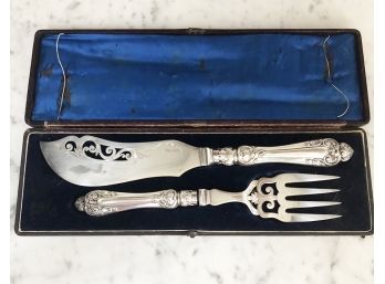 Impressive Vintage Silver Fishknife And Fork In Original Case