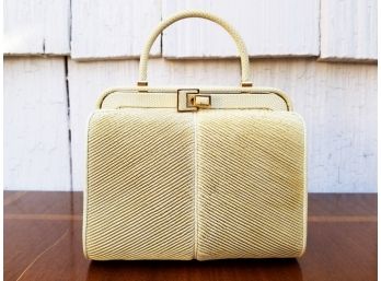 Vintage Judith Leiber Leather Textured Cream Handbag