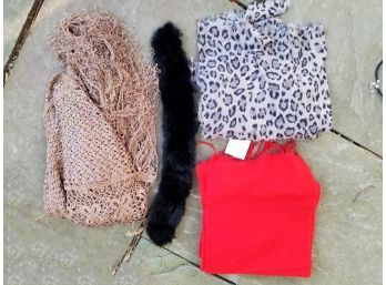 Mink Collar And Red Wool New Scarf And More