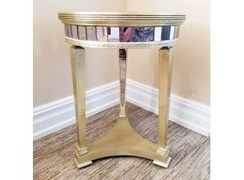 Mirrored Panel And Gold End Table (AS IS)