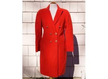 Ladies' Vibrant Red Wool Coat By St. John
