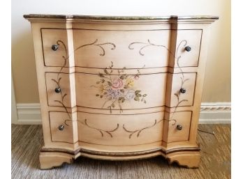 Unique Vintage French Provincial Tole Painted Chest Of Drawers